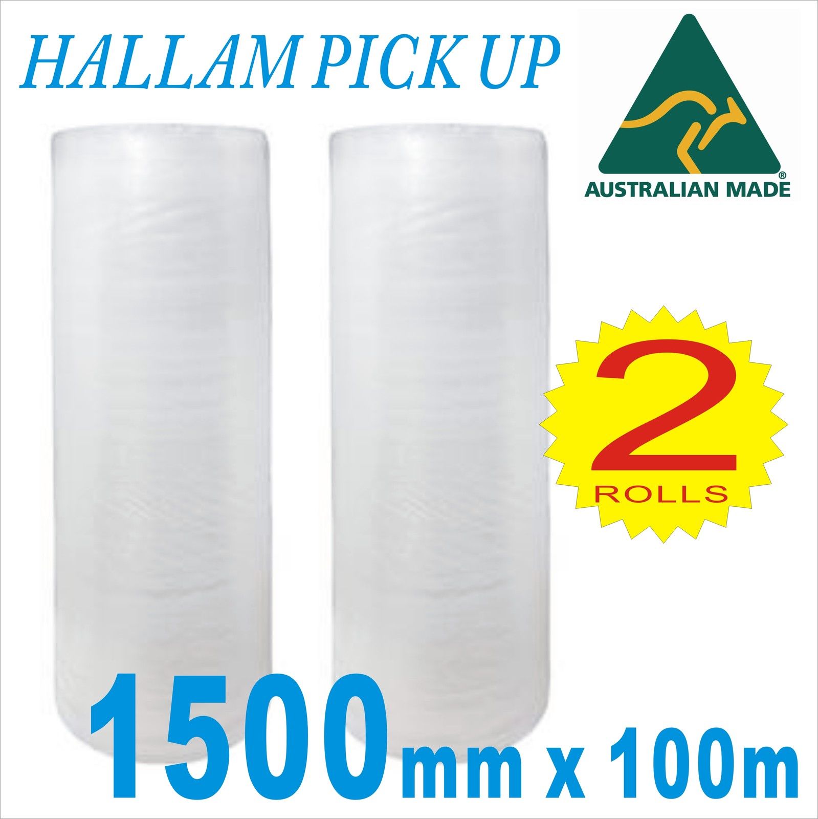 2 Rolls Of BubbleWrap 1500mm x 100m - 10mm