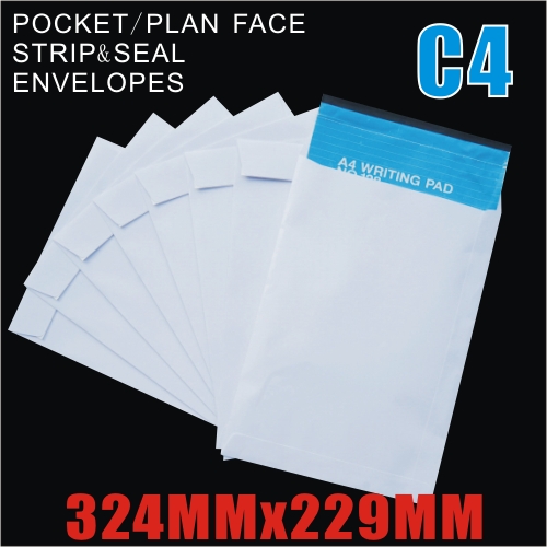 C4 White Envelopes 324mm x 229mm Peel N Seal